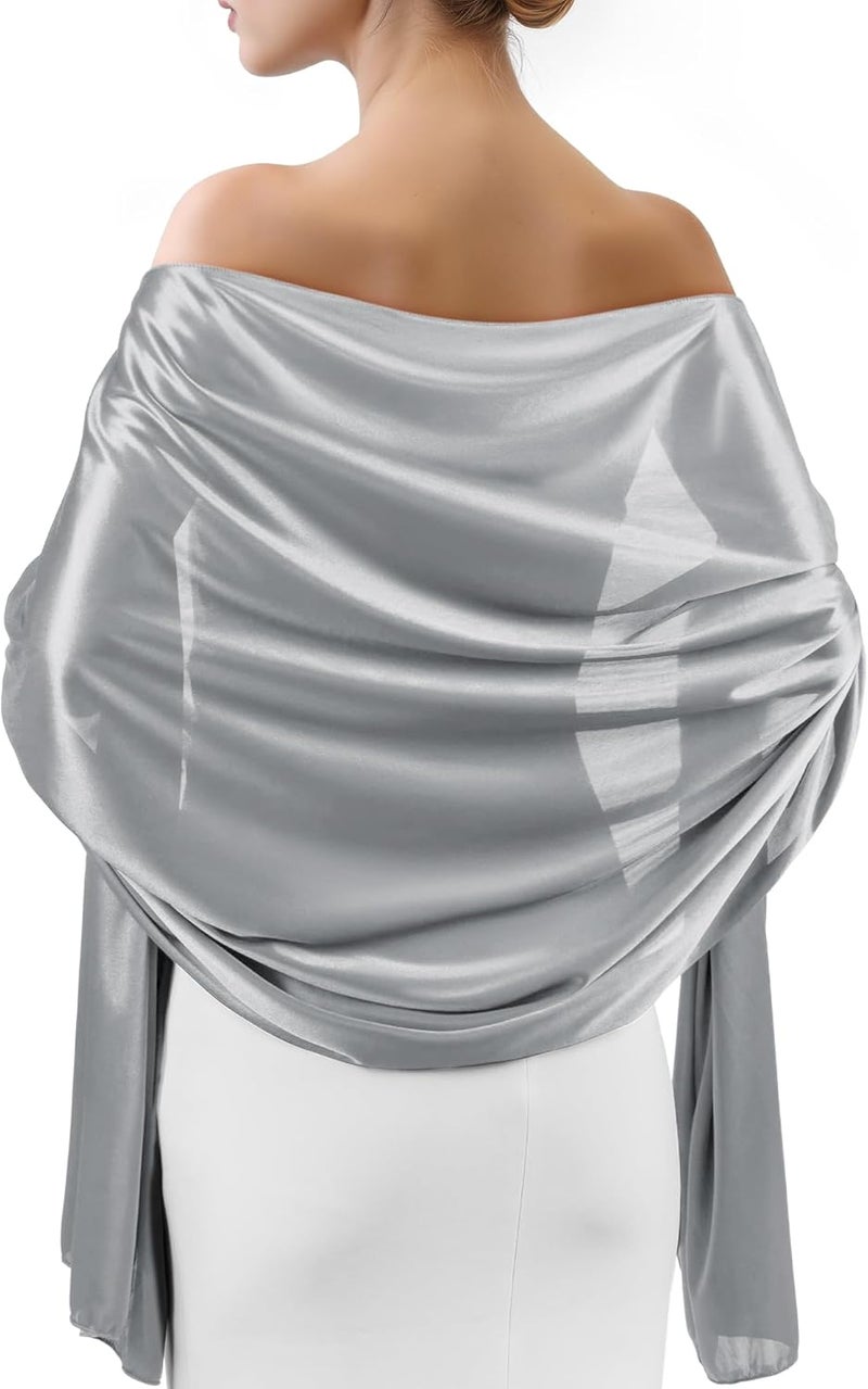 Sofier Satin Shawl Wraps for Women Evening Dresses Wedding Bridal Party Silky Scarf Formal Cover Up Bridesmaid Gifts - Image 1